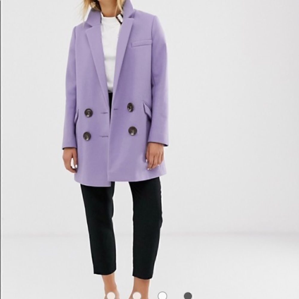 NWT ASOS Ecru Double-breasted Poly Coat - Picture 10 of 12